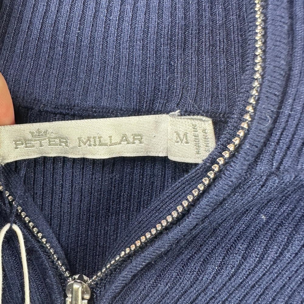Peter Millar Sweater Pullover Womens Medium Blue Knit Quarter Zip Pullover NEW - Picture 5 of 11